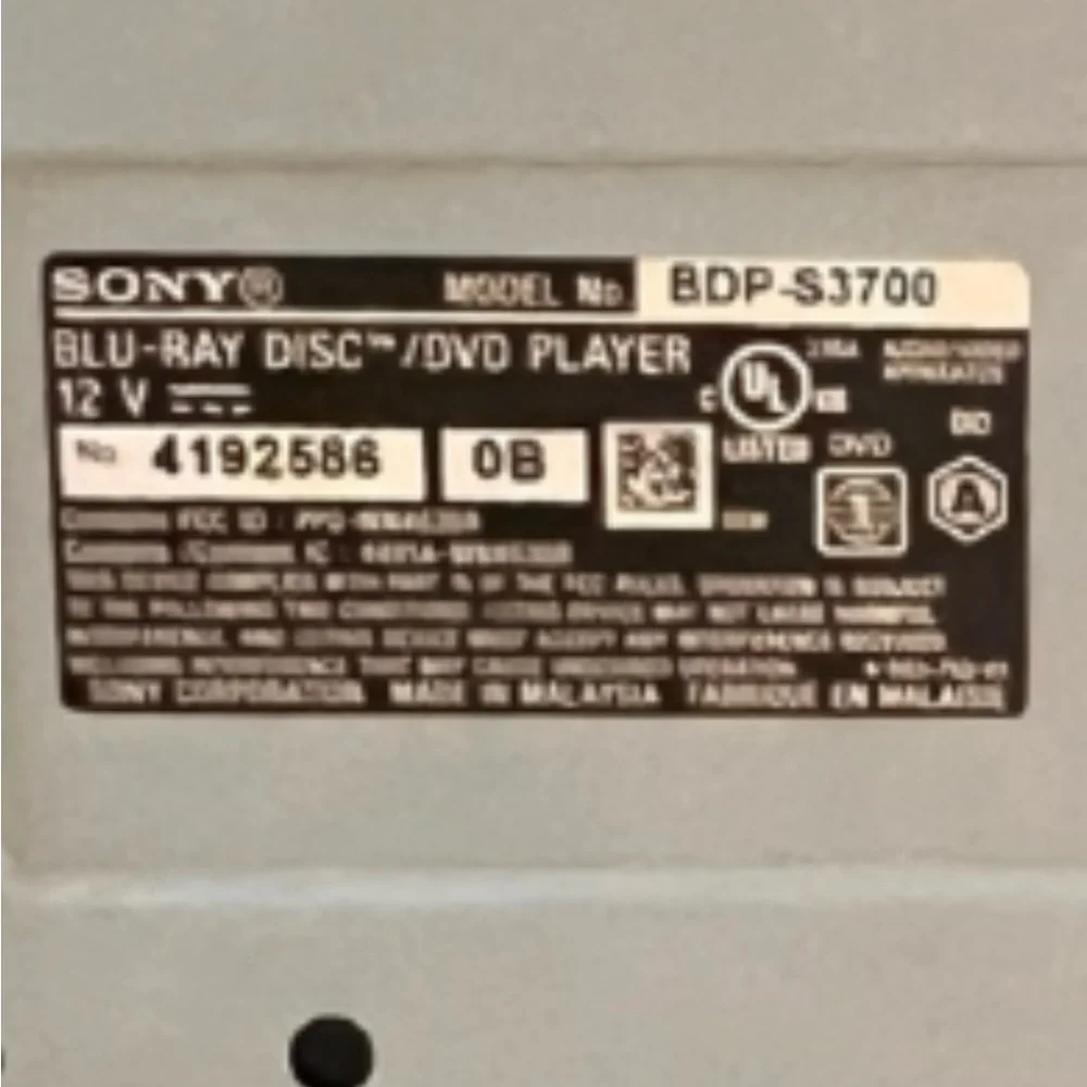 Sony BDP-S3700 Blu-ray DVD Player Wi-Fi USB HDMI – Untested No Accessories